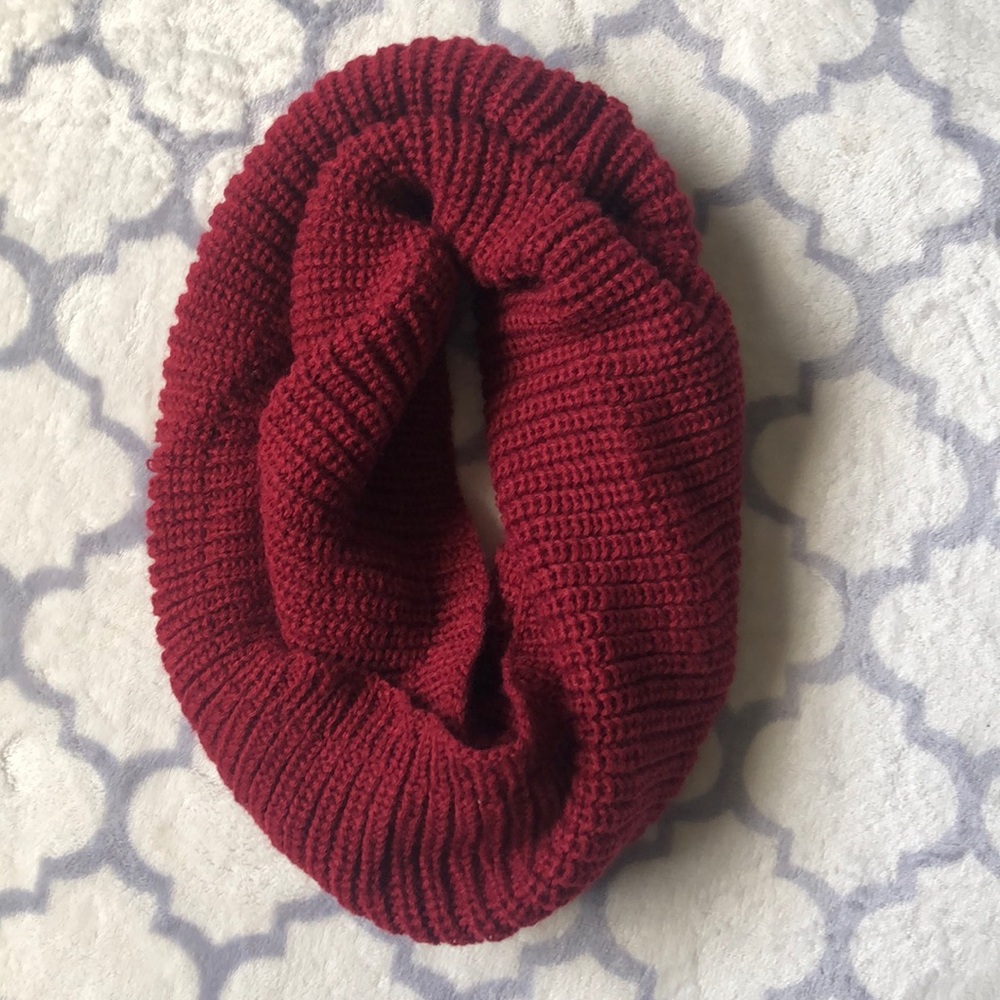 Red knit circle scarf